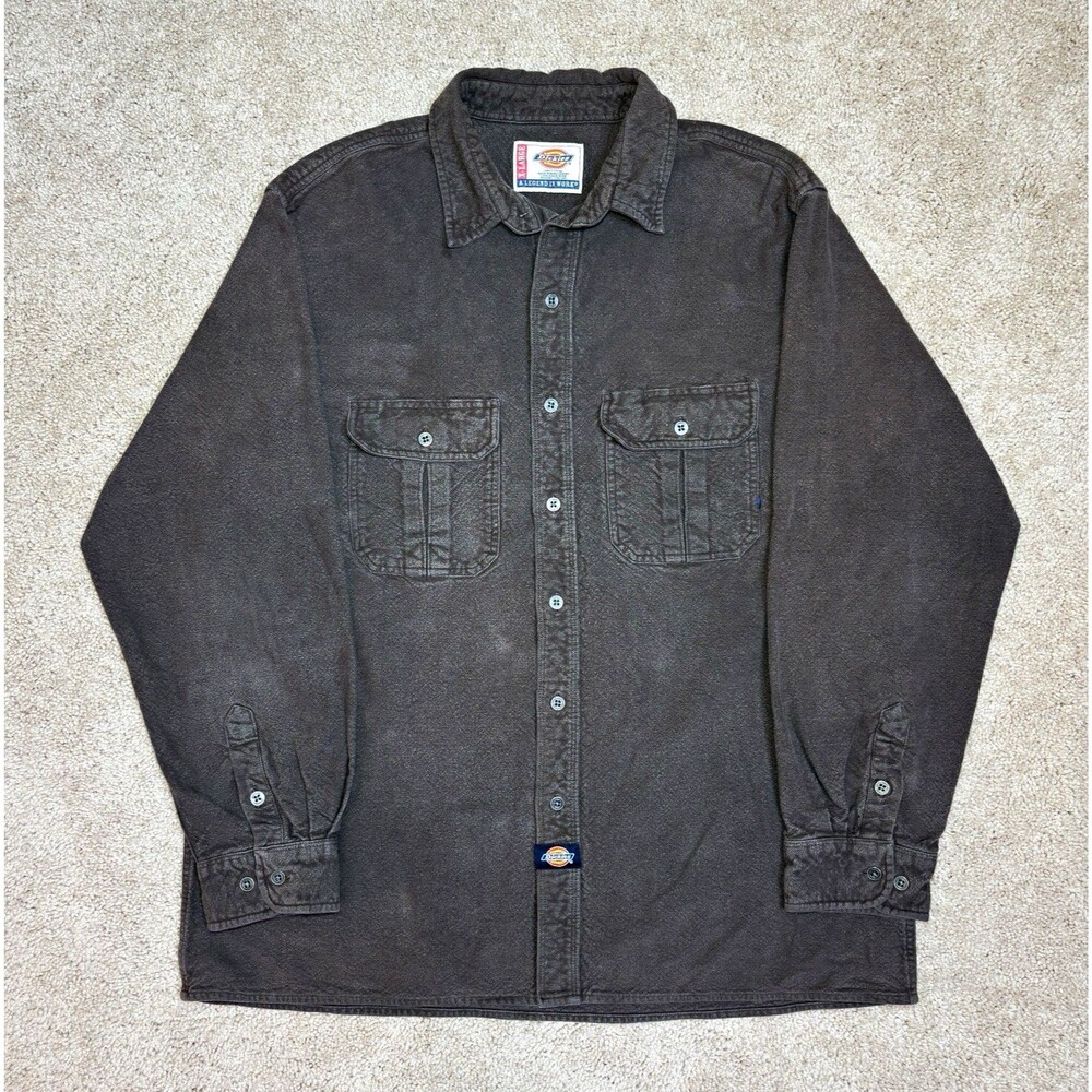 Dickies Cotton Long Sleeve Durable Button Down Construction Work Shirt Men's XL